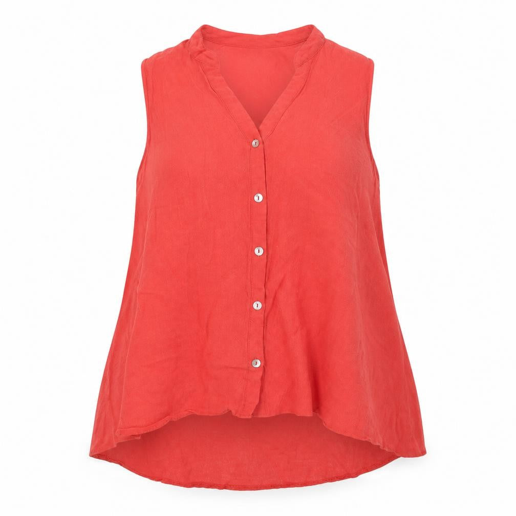 Front view of Wallis women’s red basic button-up, size L