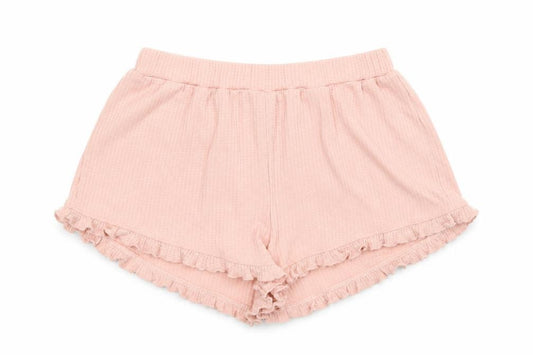 Front view of ASOS women’s pink hot pants shorts, size UK 6