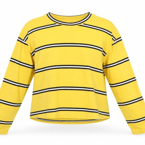 Topshop Womens Yellow Striped   T-Shirt Size 6