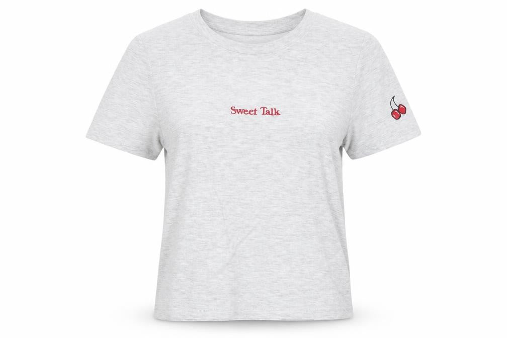 Front view of Topshop women’s grey basic t-shirt, size UK 6