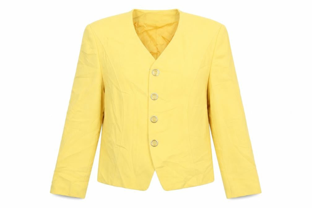 Front view of Bianca women’s yellow jacket, size UK 38