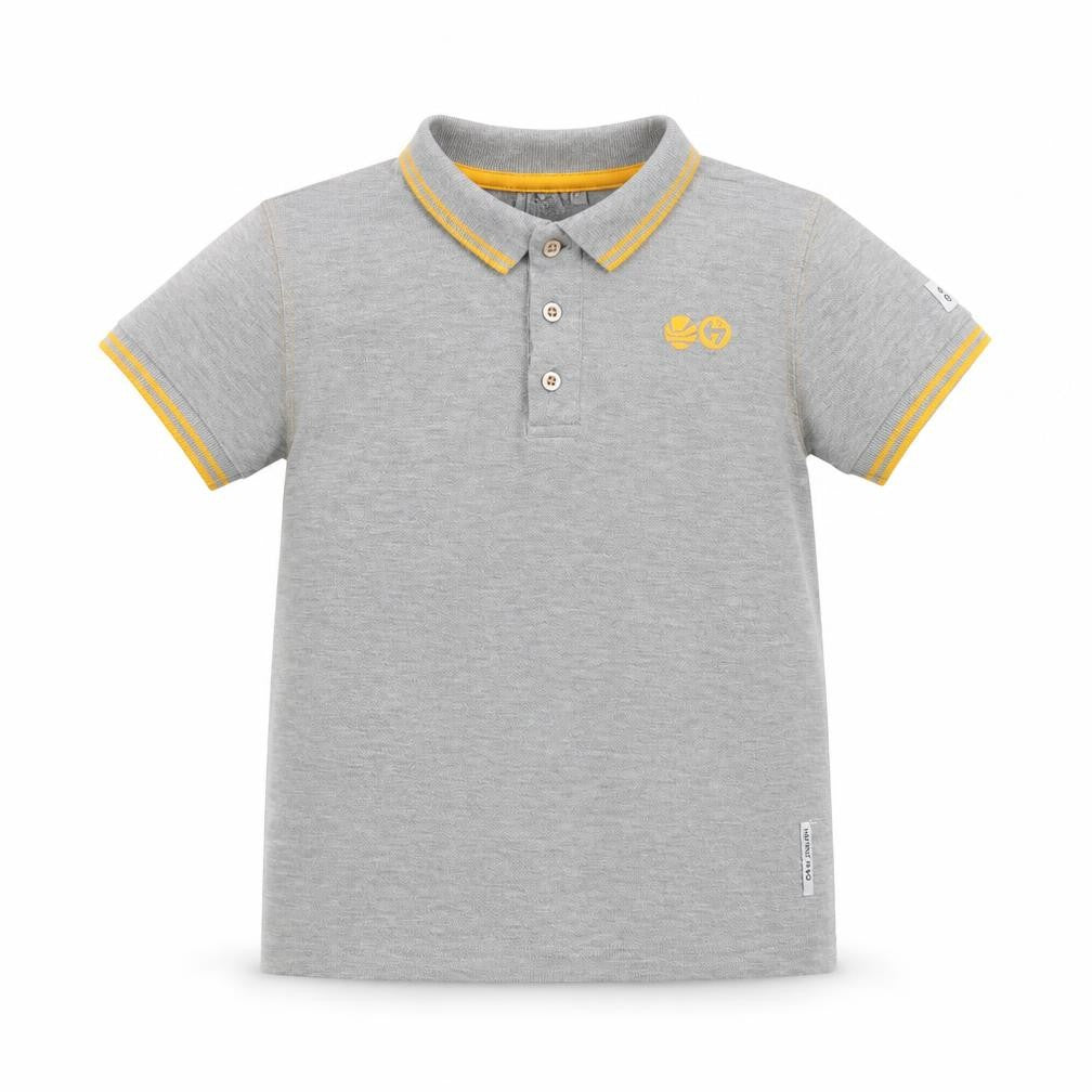 Front view of hay wire boys’ grey basic polo, size 6-7, years - hay wire