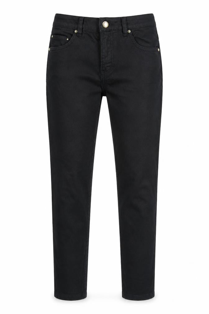 Front view of H&M women’s black skinny jeans, size UK 6, 25-inch leg