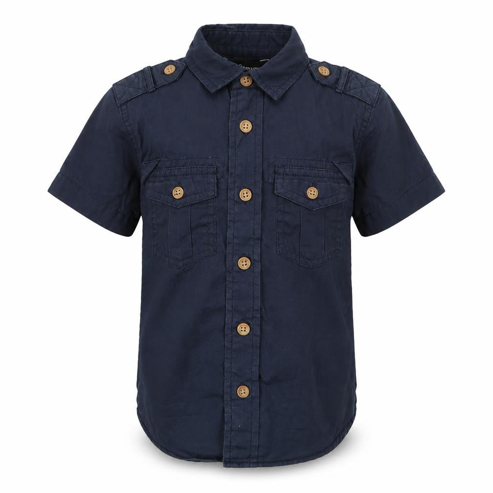 Front view of George boys’ blue basic button-up, size 3, years