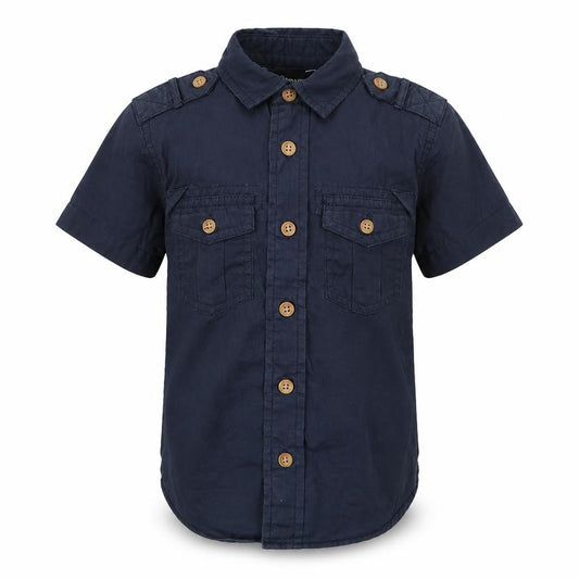 Front view of George boys’ blue basic button-up, size 3, years