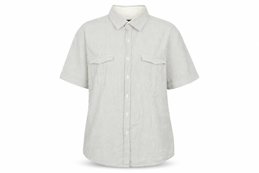 Front view of George women’s grey striped basic button-up, size XL