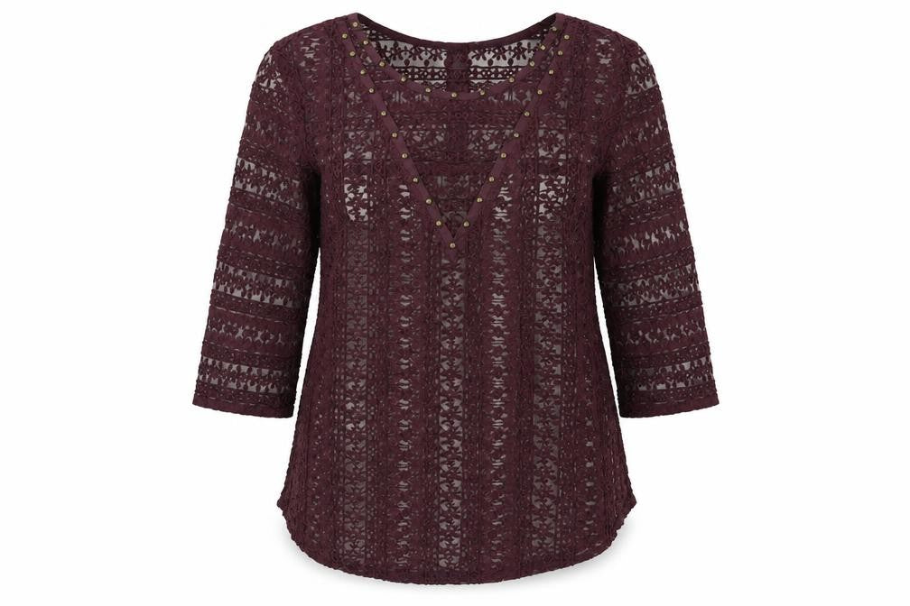 Front view of Papaya women’s red jumper, size UK 14
