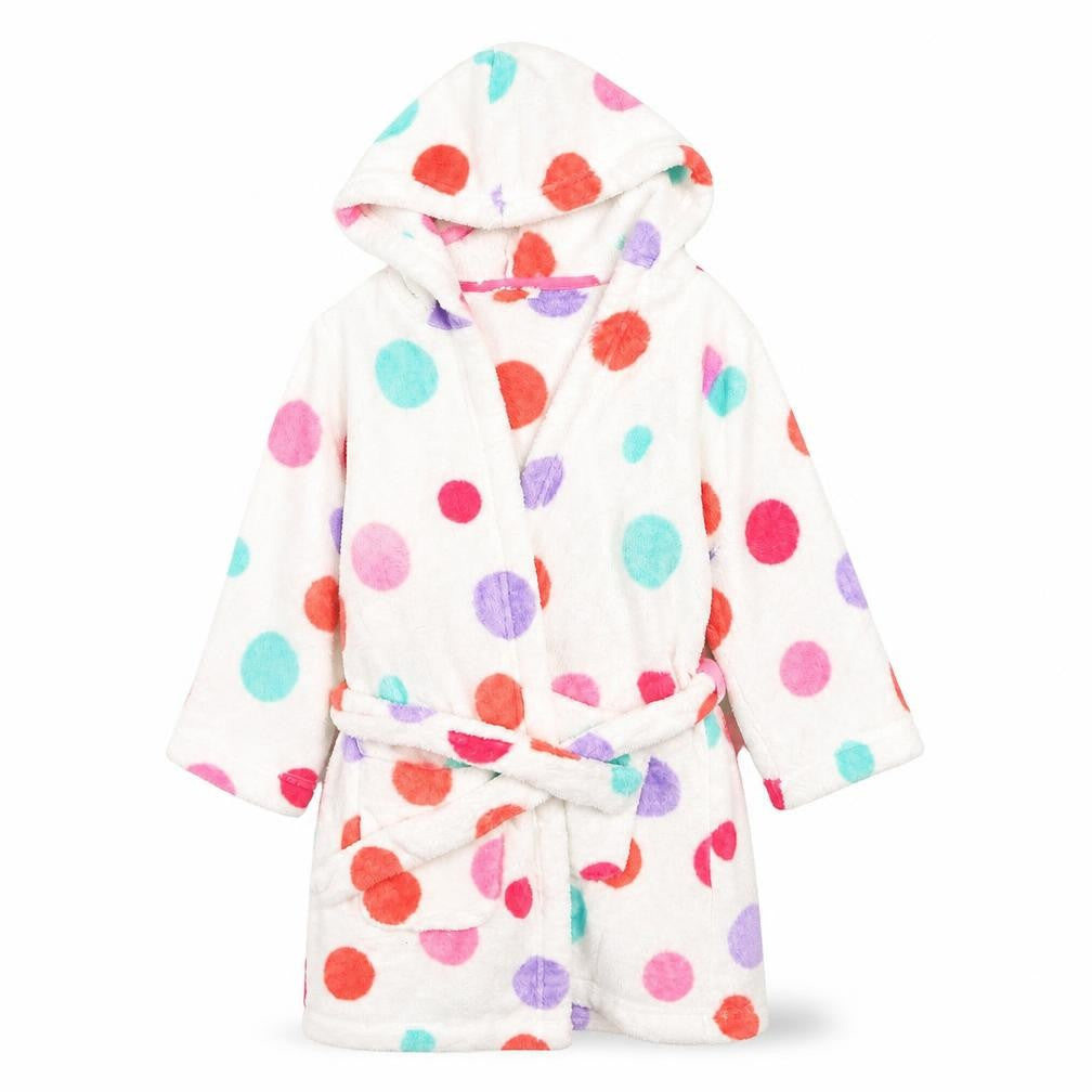 m&s Girls White Polka Dot Rayon  Robe Size M