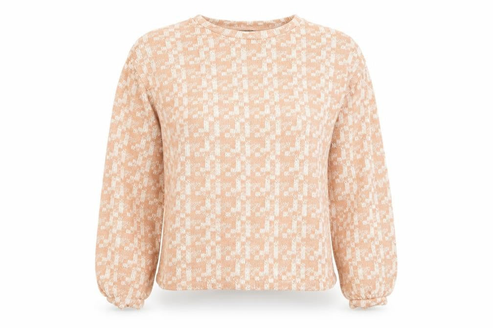 Front view of Marks and Spencer women’s pink jumper, size UK 8