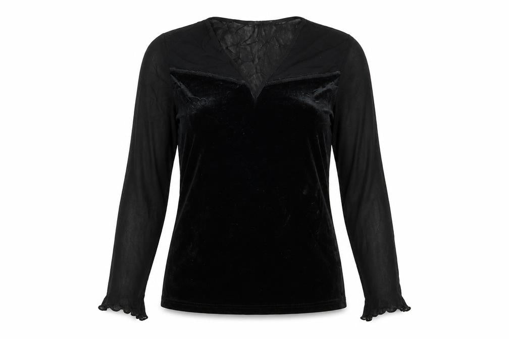 Front view of Betty Clark women’s black basic blouse, size M