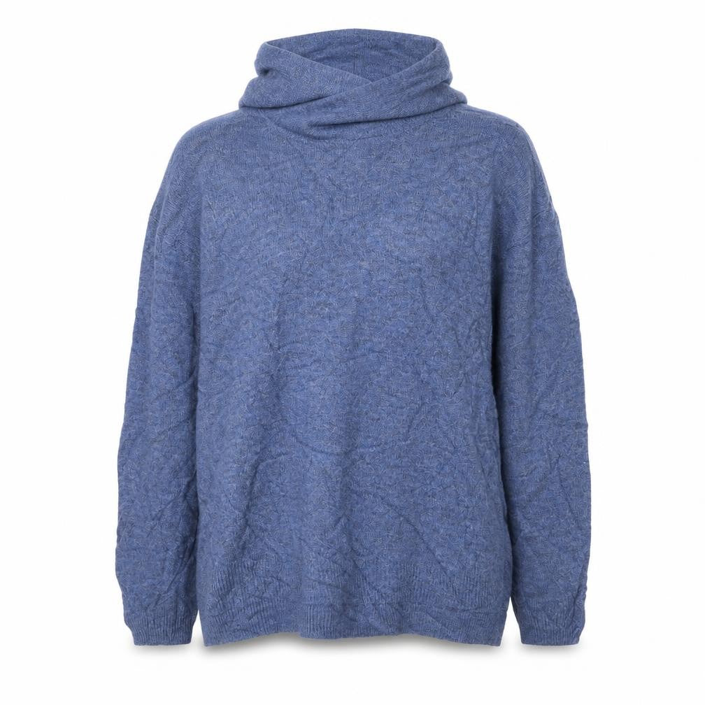 Front view of H&M women’s blue knit jumper, size M