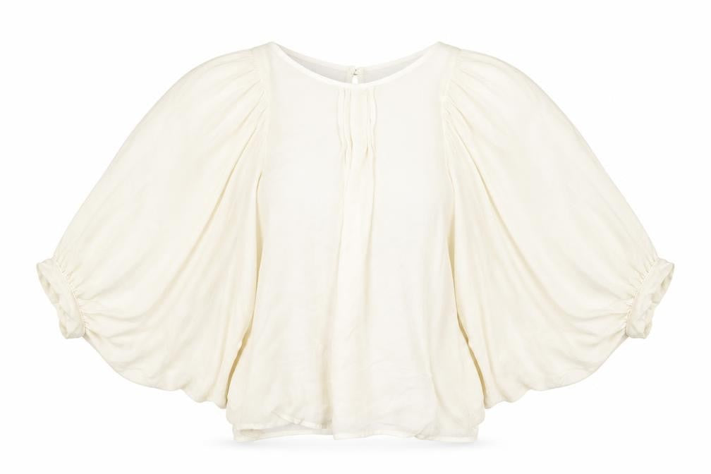 Front view of New Look women’s ivory basic blouse, size UK 10