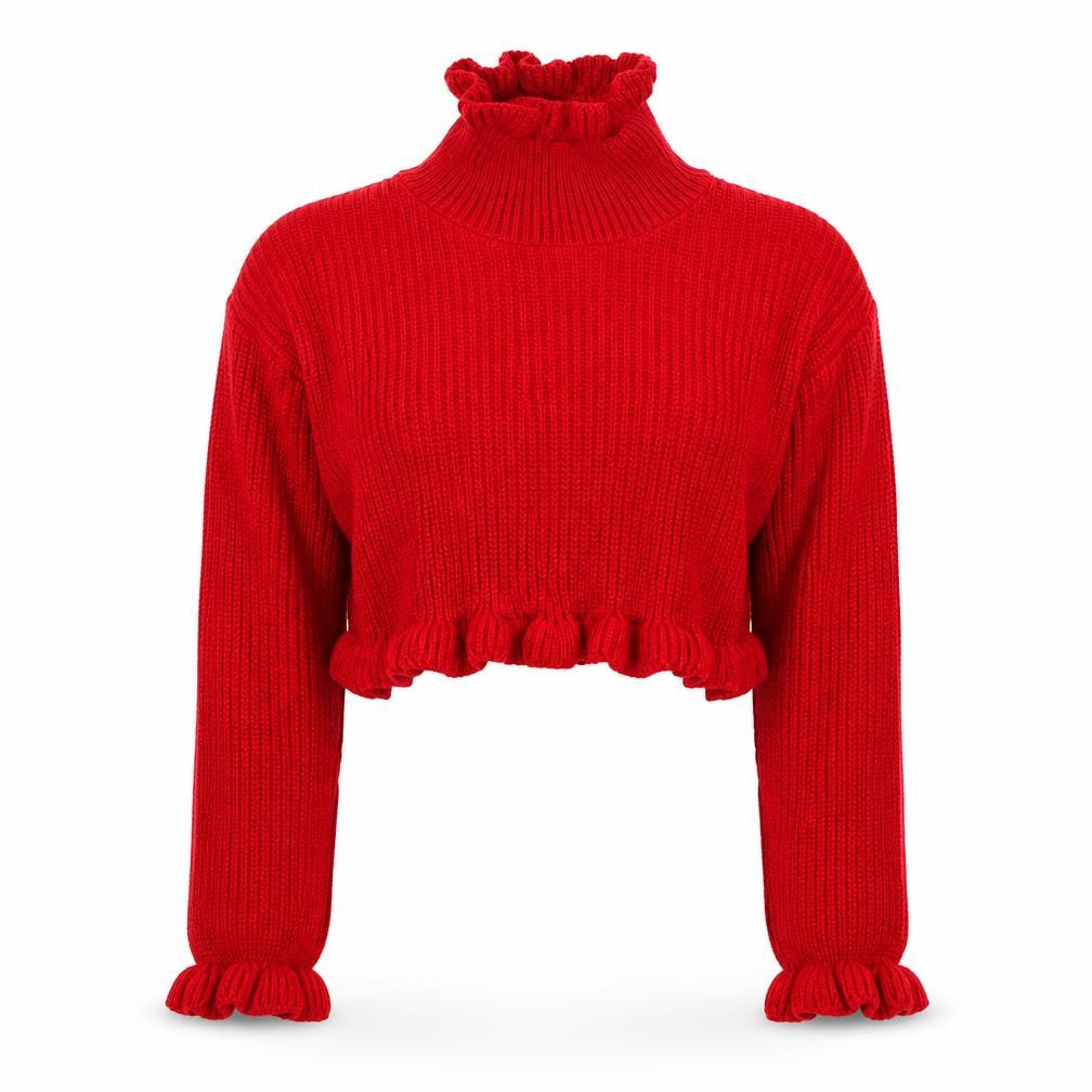 Front view of Preworn women’s red jumper, size M