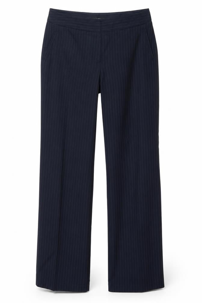 Marks and Spencer Womens Blue Striped  Trousers  Size 14 L32 in
