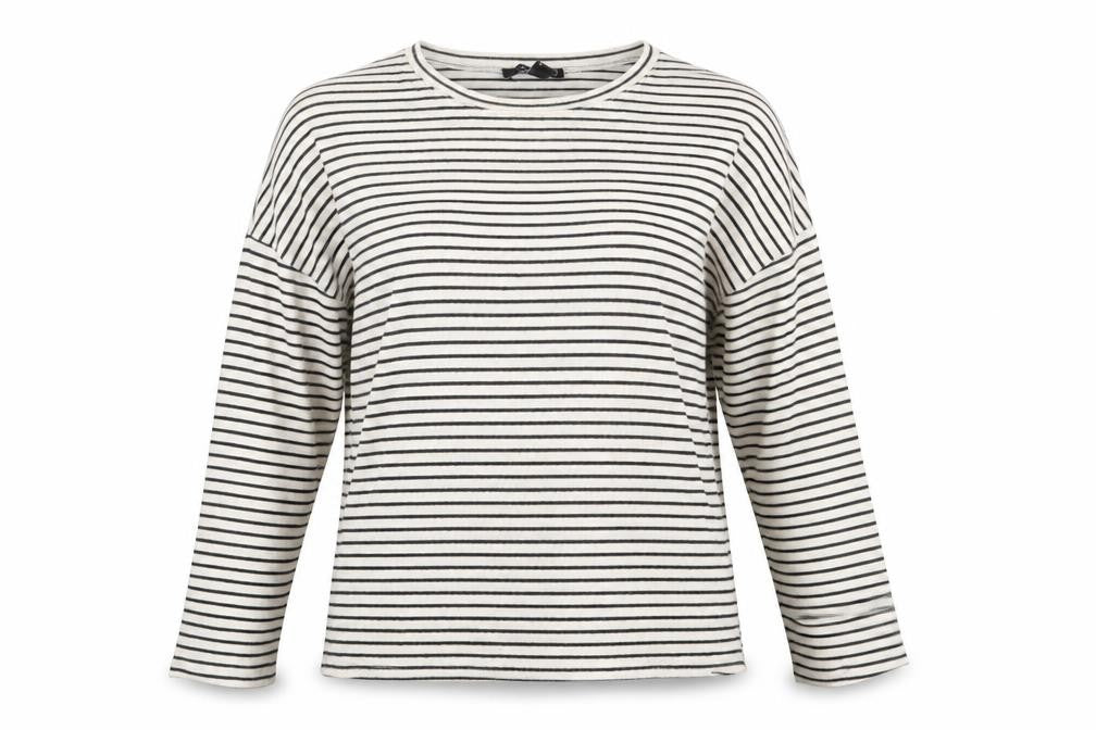 Front view of New Look women’s white striped basic t-shirt, size UK 8