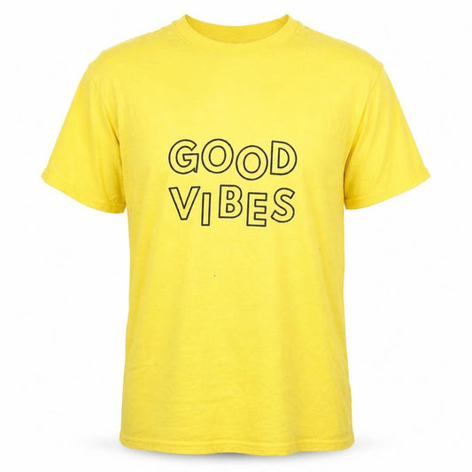 Front view of Face Clothing men’s yellow t-shirt, size M
