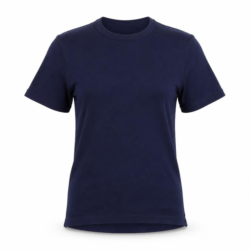 Front view of Chicca women’s blue basic t-shirt, size S