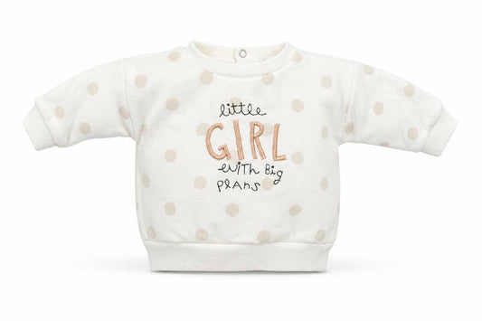 Front view of Primark girls’ white spotted jumper, size 3-6, months - sweatshirt