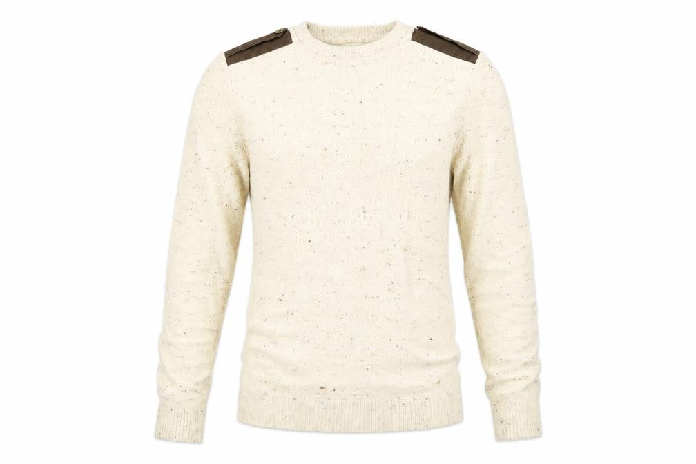 Front view of River Island men’s beige jumper, size S