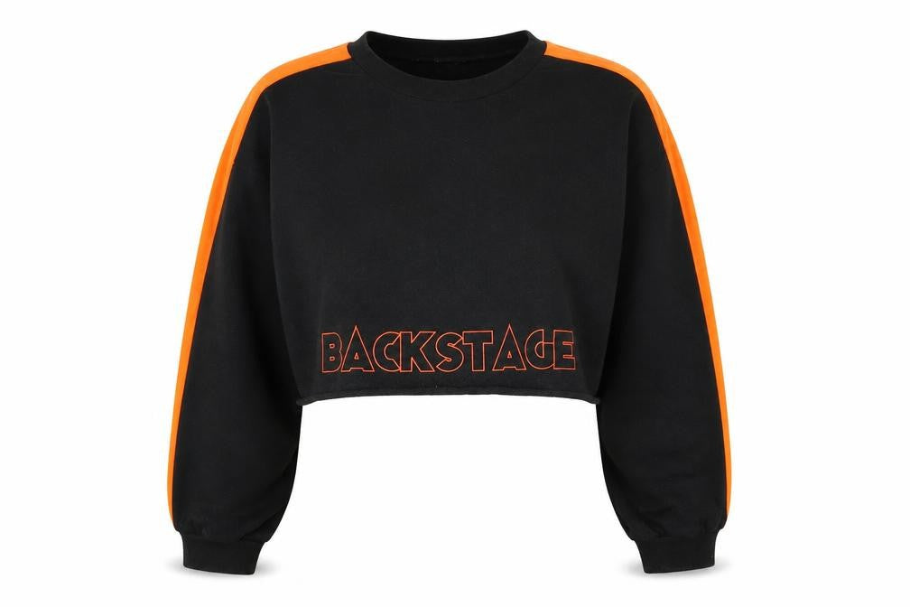Front view of In the Style women’s black jumper, size L, - crop jumper