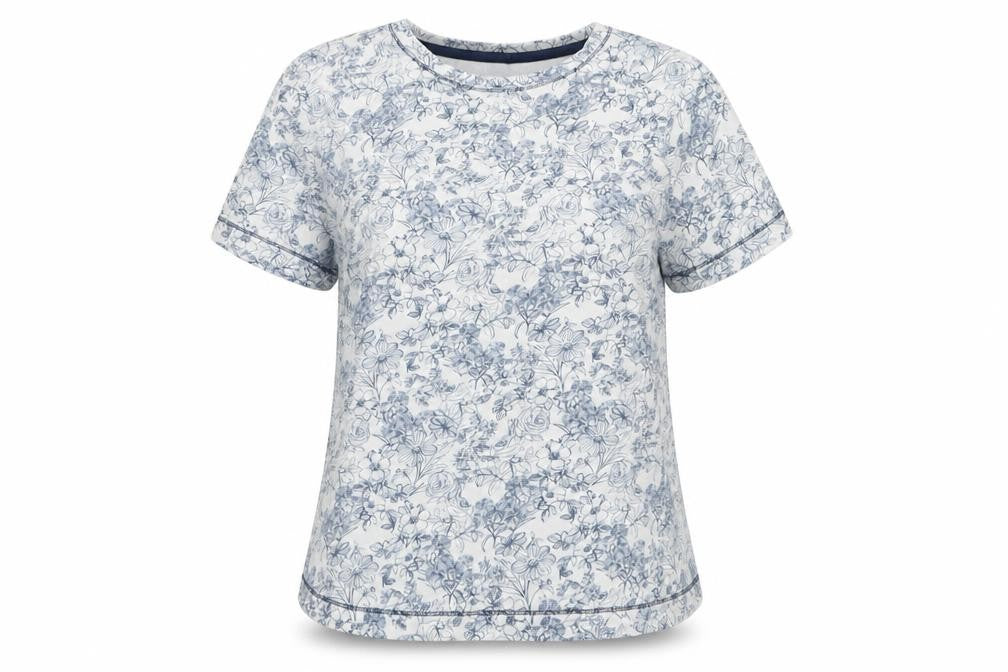 Front view of Matalan women’s white geometric top pyjama top, size S