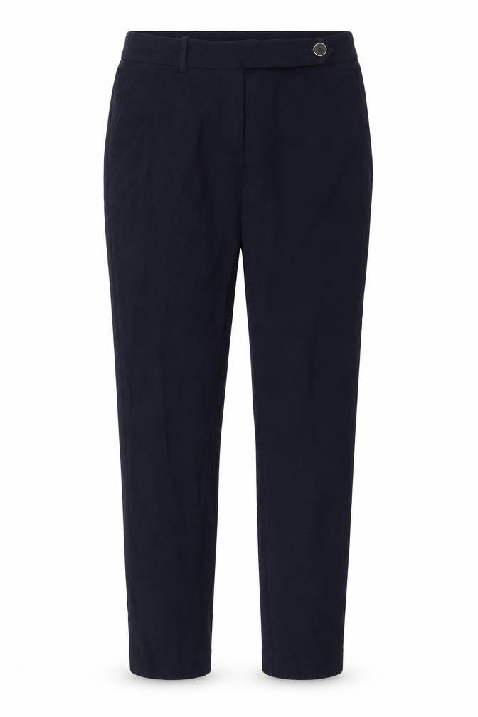 Front view of Next women’s blue trousers, size UK 10, 27-inch leg