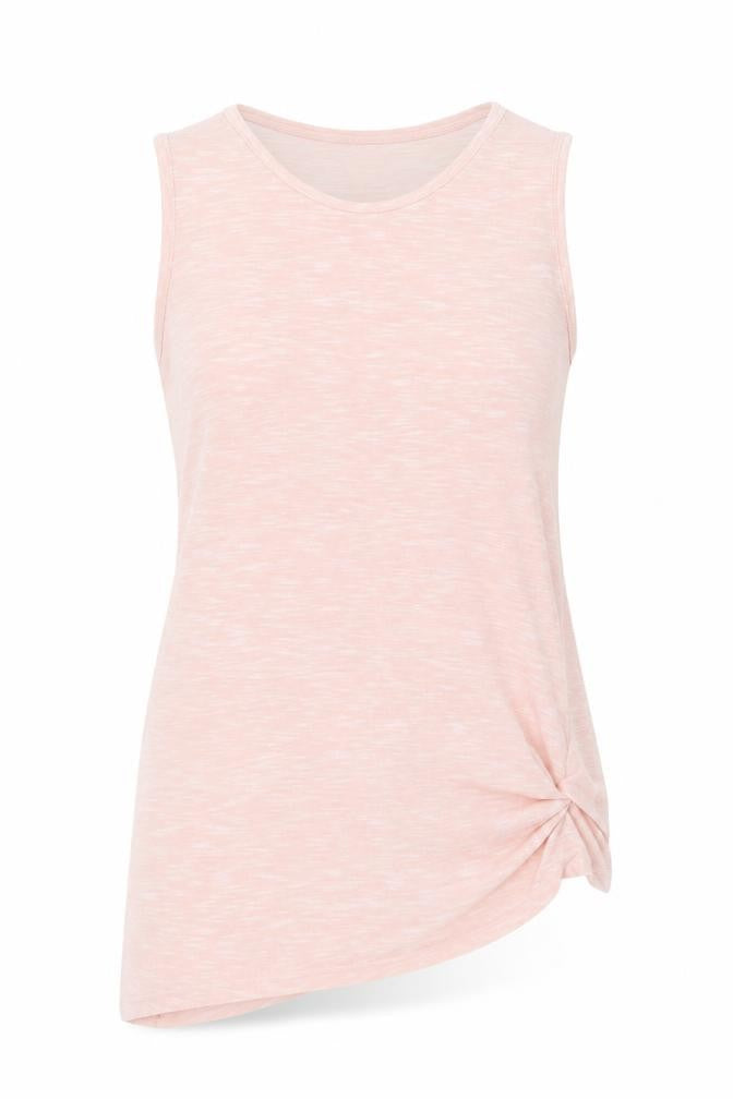 Front view of F&F women’s pink knit basic blouse, size UK 14