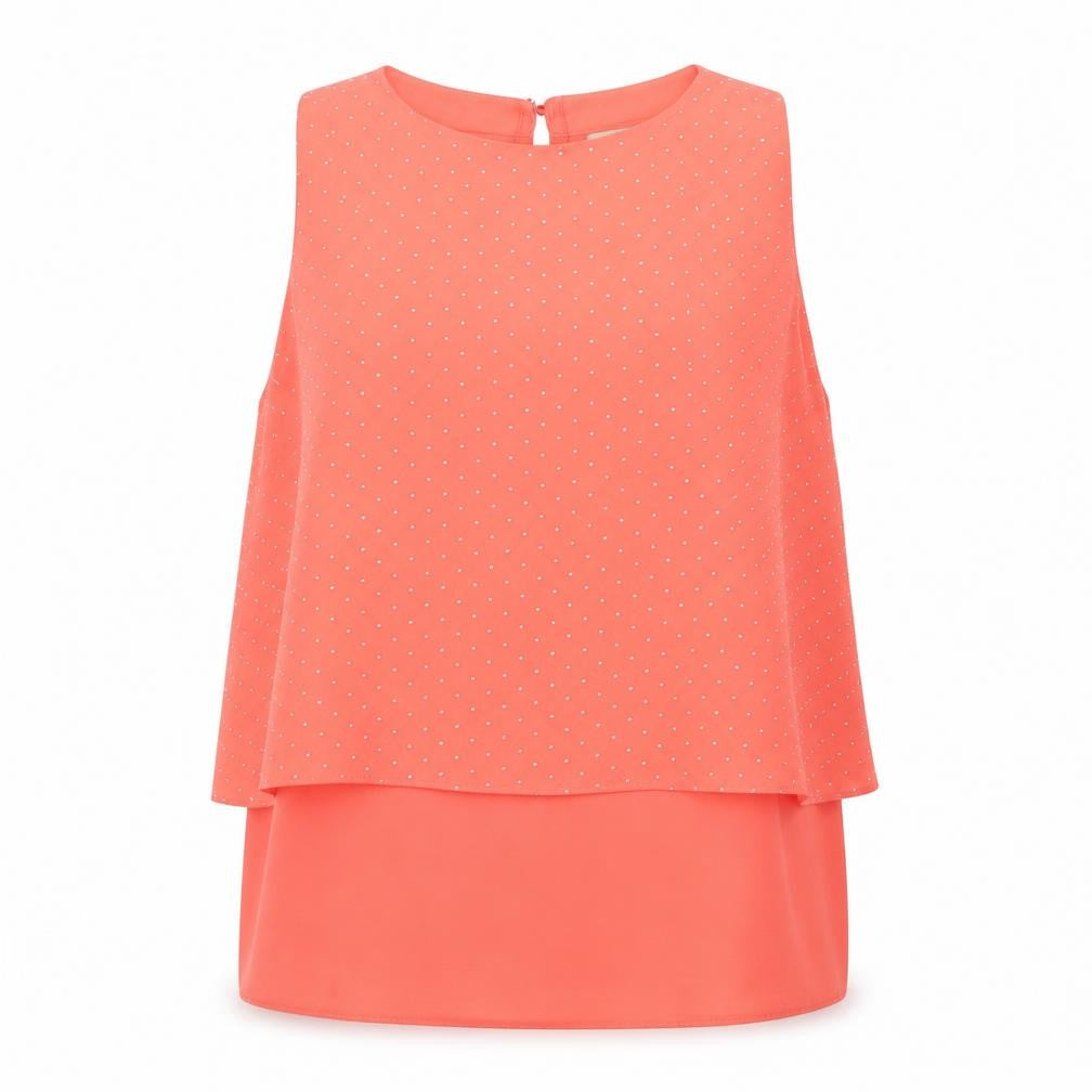 Front view of Next women’s orange basic blouse, size UK 14, - studded detail