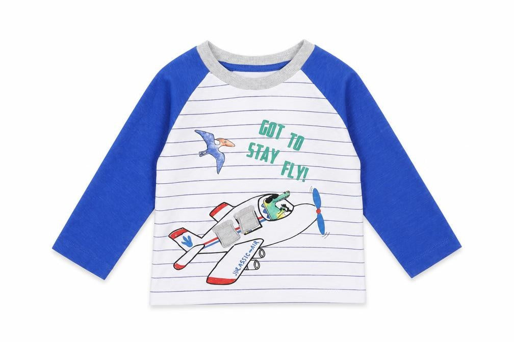 Front view of Matalan Baby White Striped Basic T-Shirt, size 9-12, Months - got to stay fly