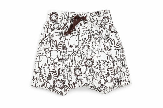 Front view of George Baby White Cropped Trousers, size 9-12, Months - Elephant Print shorts
