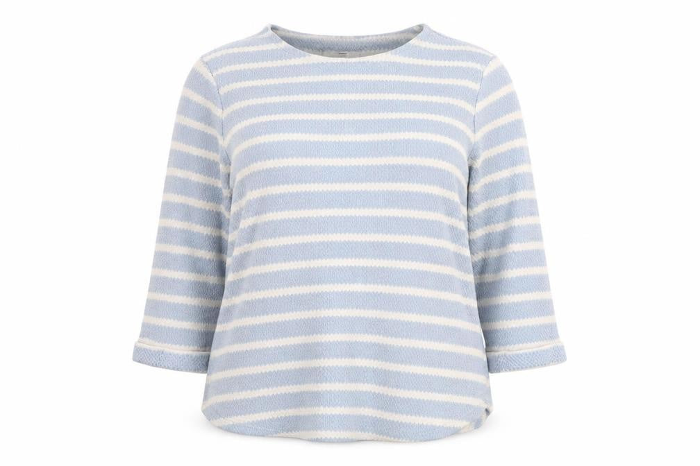 Front view of George women’s blue striped jumper, size UK 16