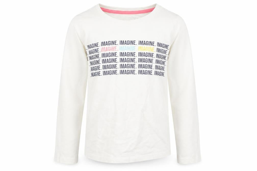 Front view of Nutmeg girls’ white basic t-shirt, size 6-7, years