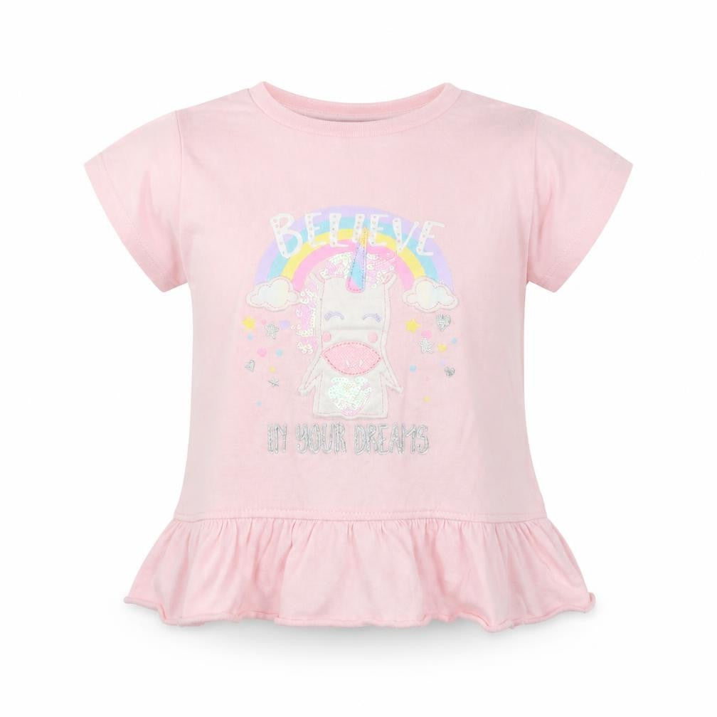 BELIVE Girls Pink Animal Print  Basic T-Shirt Size 3-4 Years