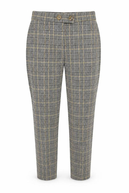 Front view of Select women’s grey check trousers, size UK 8, 29-inch leg