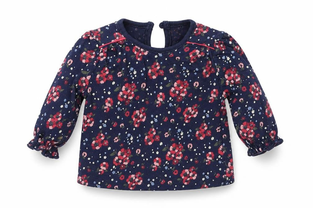 F&F Girls Blue Floral  Basic T-Shirt Size 0-3 Months