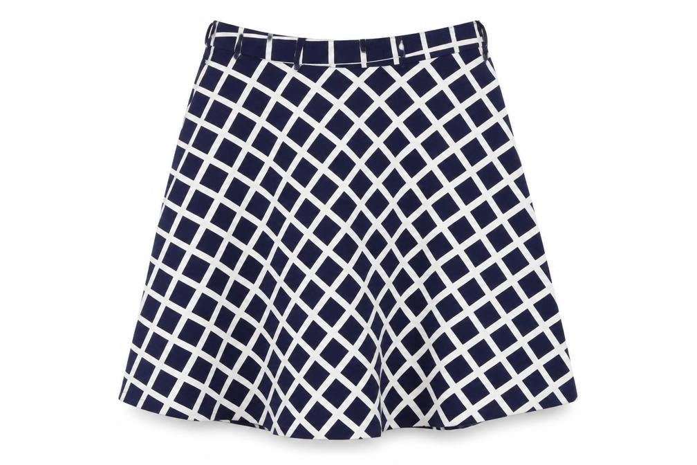 ch mu Womens Blue Geometric  Flare Skirt Size 6