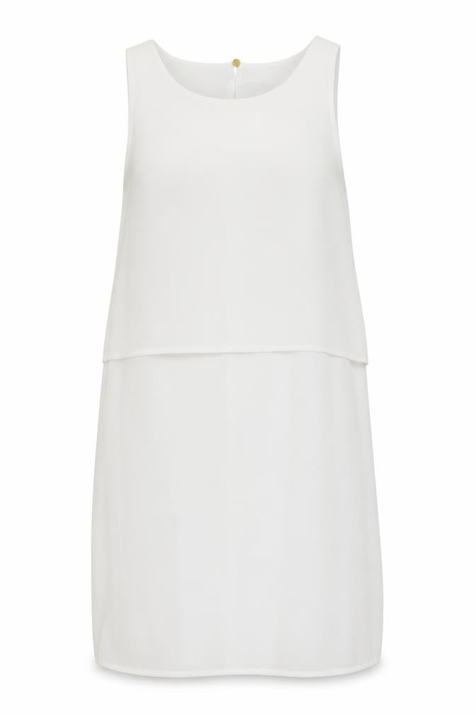 Front view of zach women’s white a-line, size UK 12