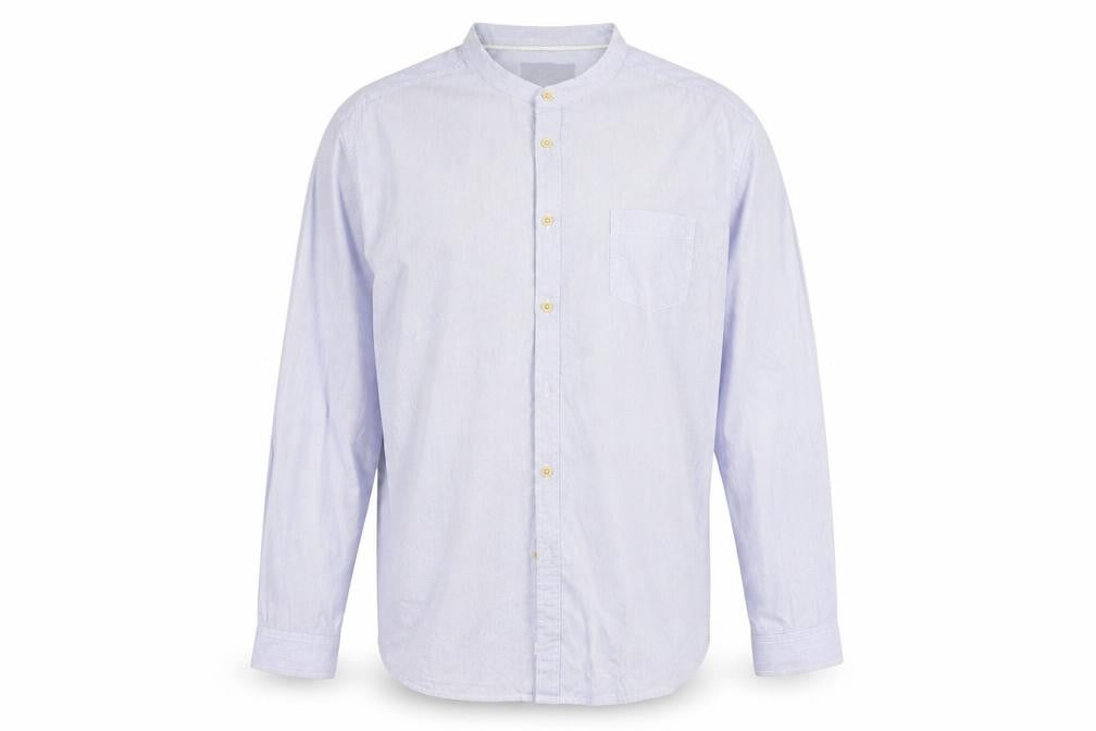 Front view of Farrell men’s blue button-up, size 2XL