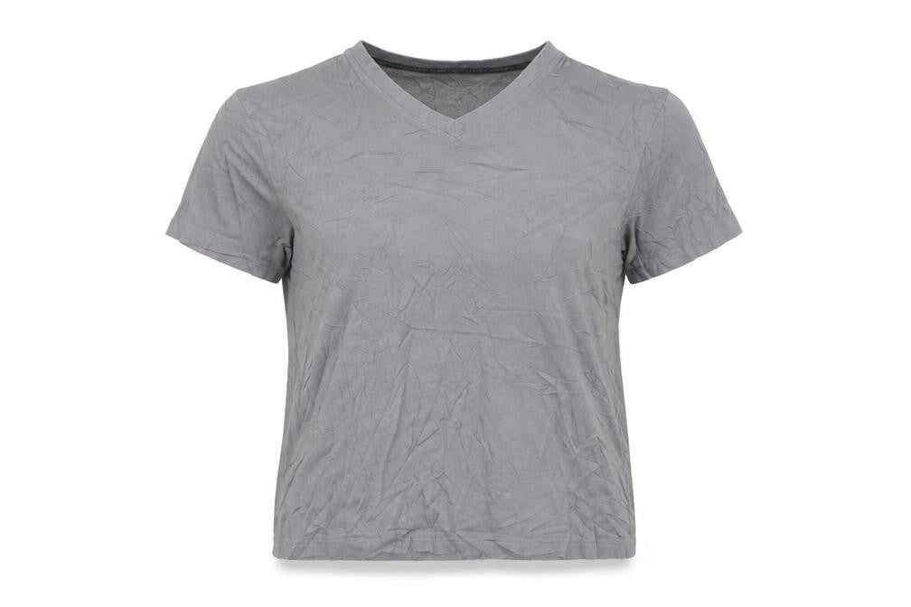 Front view of Tu women’s grey basic t-shirt, size M