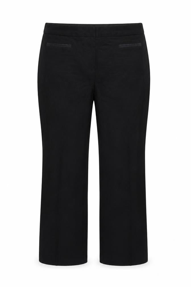 Front view of Marks & Spencer women’s black trousers, size UK 14, 27-inch leg