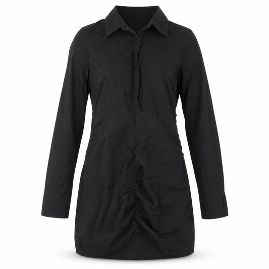 Front view of PRETTYLITTLETHING women’s black a-line, size UK 10
