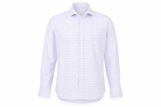 Front view of Sartorial men’s blue button-up, size 15.5