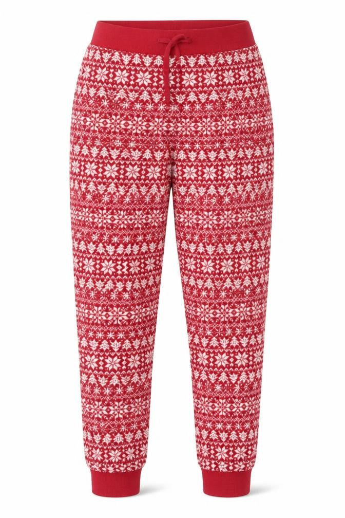 Front view of Marks & Spencer women’s red trousers, size UK 14, 26-inch leg