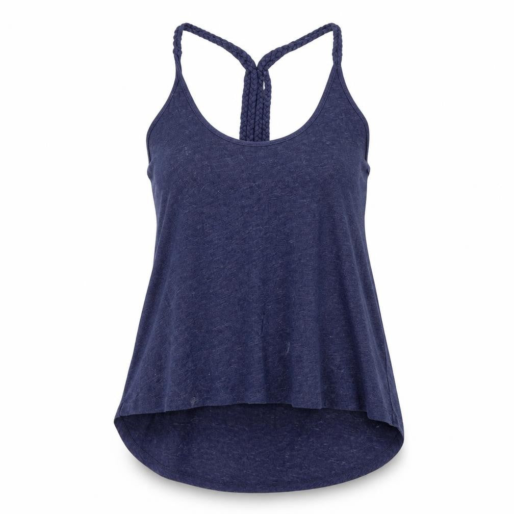 Front view of ocean drive women’s blue basic t-shirt, size UK 8