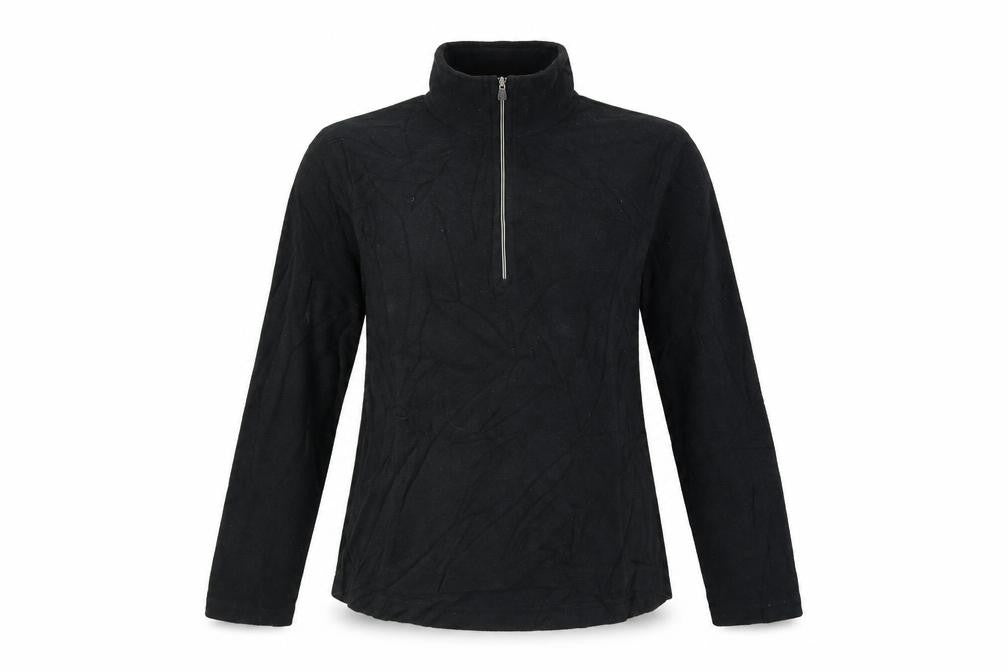 Front view of Lands' End women’s black henley jumper, size XS