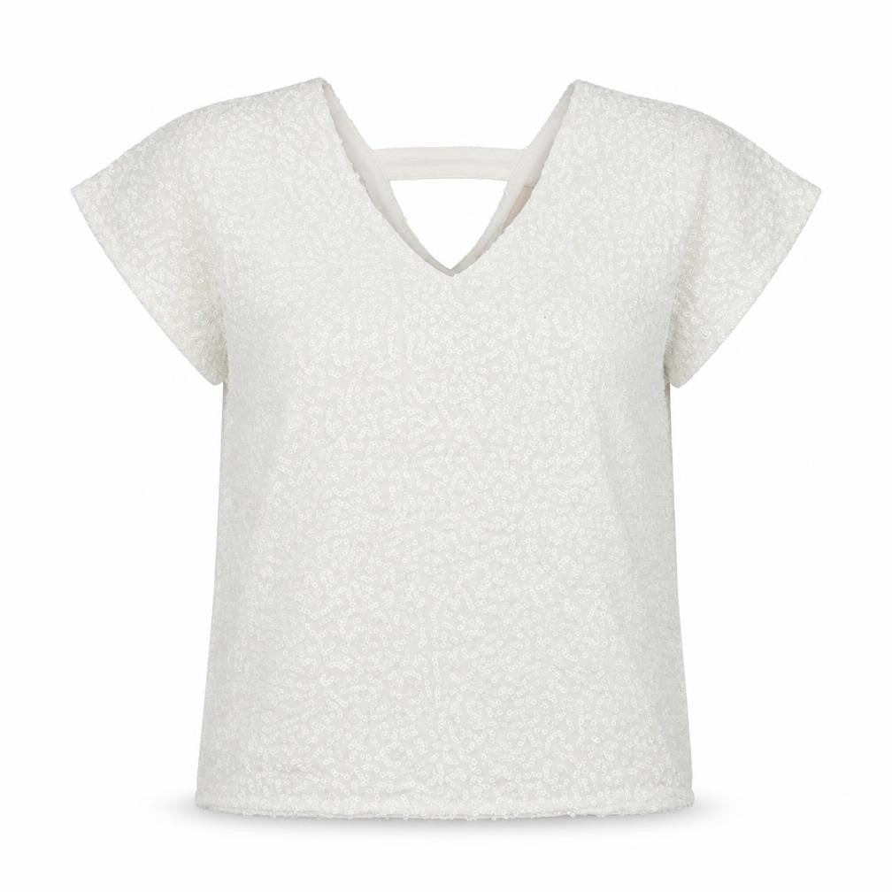 Front view of Amichi Collection women’s white basic t-shirt, size L
