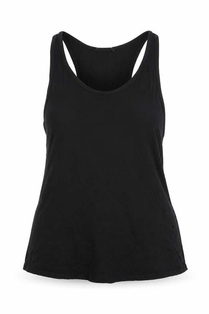 Front view of Atmosphere women’s black basic tank, size UK 14