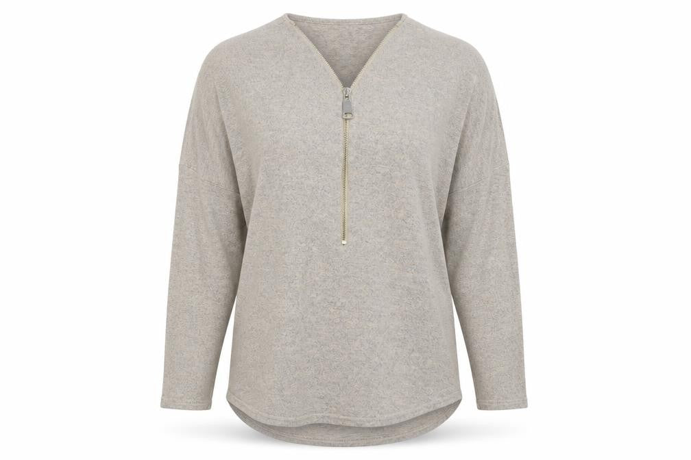 Front view of Mandi women’s beige jumper, size UK 10