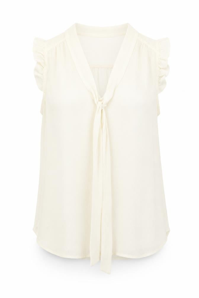 Front view of Atmosphere women’s ivory basic blouse, size UK 8