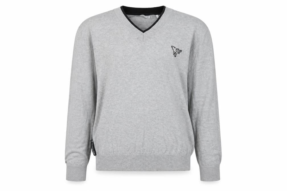 Front view of Henleys women’s grey jumper, size UK 4